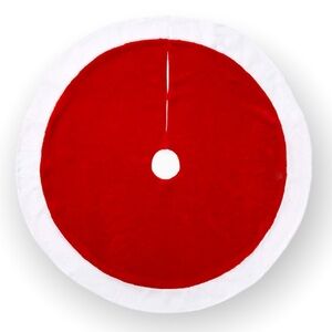 New Ashland 48” Red Velour White Faux Fur Trim Christmas Tree Skirt Decoration